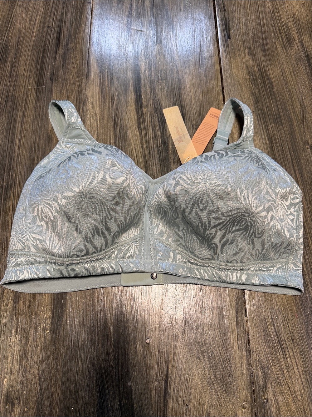 Women's Floral Jacquard Full Coverage Comfort Bra in Light Gray